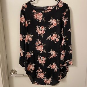 Rue21 Black Floral Tunic Top
